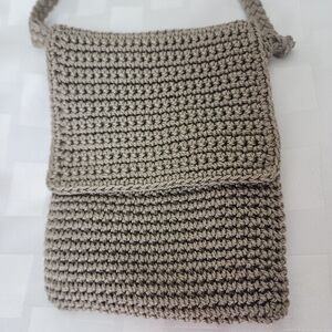 Crochet Brown Zipper Crossbody Bag